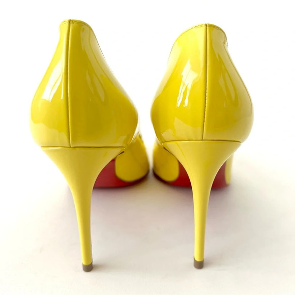CHRISTIAN LOUBOUTIN | Pigalle Follies 85 Patent Leather Yellow Citronnade US 7 - Picture 9 of 15